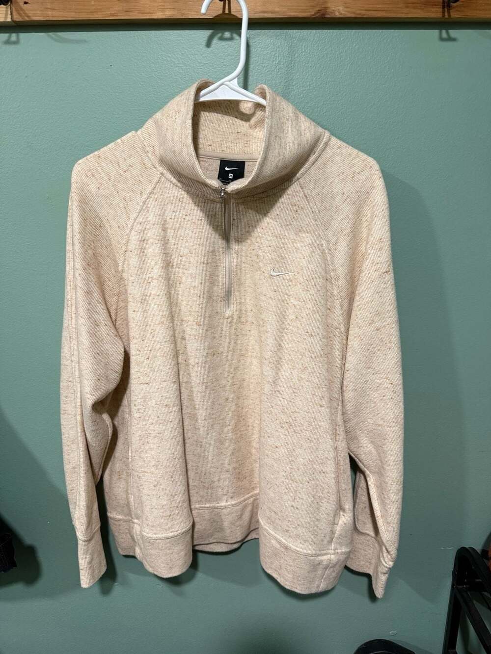 Nike 1/2-Zip Pullover Size XL Beige Marled Fleece Sweatshirt
